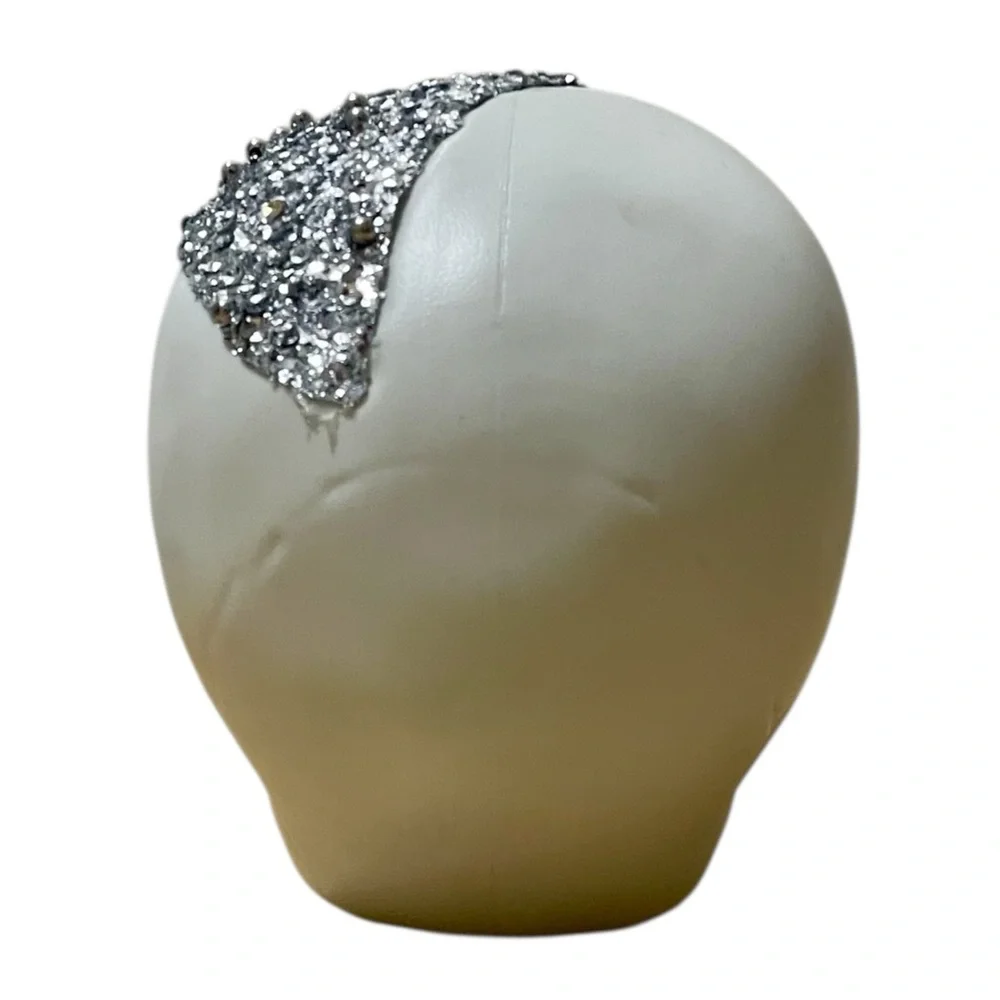 Target White with Silver Glitter Decorative Skull